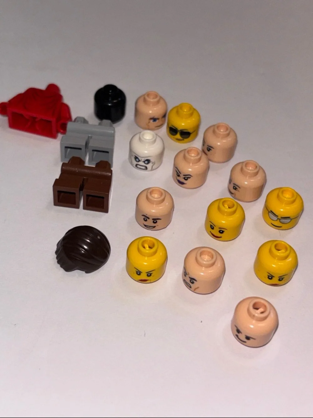 LEGO-Compatible Minifigure Heads Lego Torso Red Lego body Set Lego Heads pants